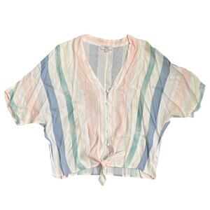 Rails Cropped Tie Front Pastel Striped Top Size Small